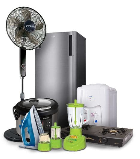 Jumbo Kitchen Appliances Bundle: fan, refrigerator, rice cooker, iron, blender and stove