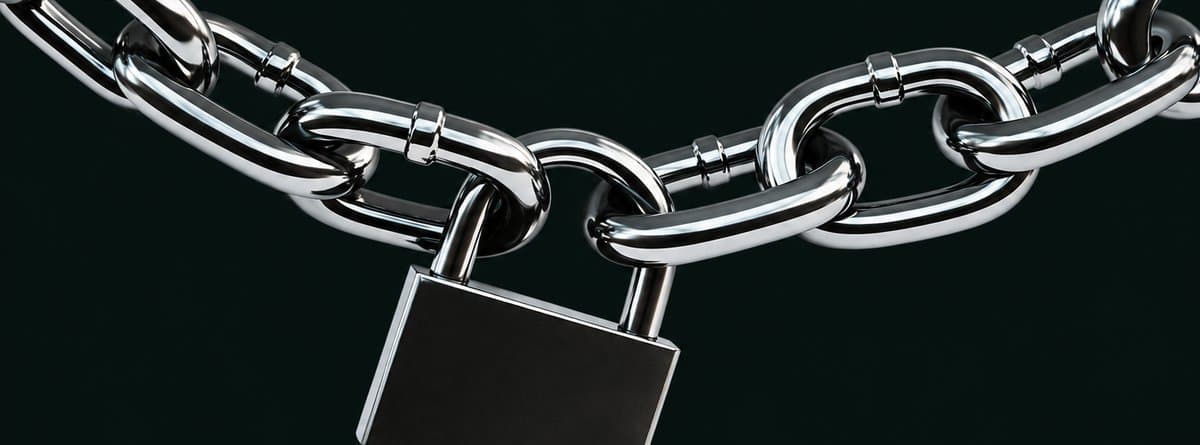 A padlock securing a chain
